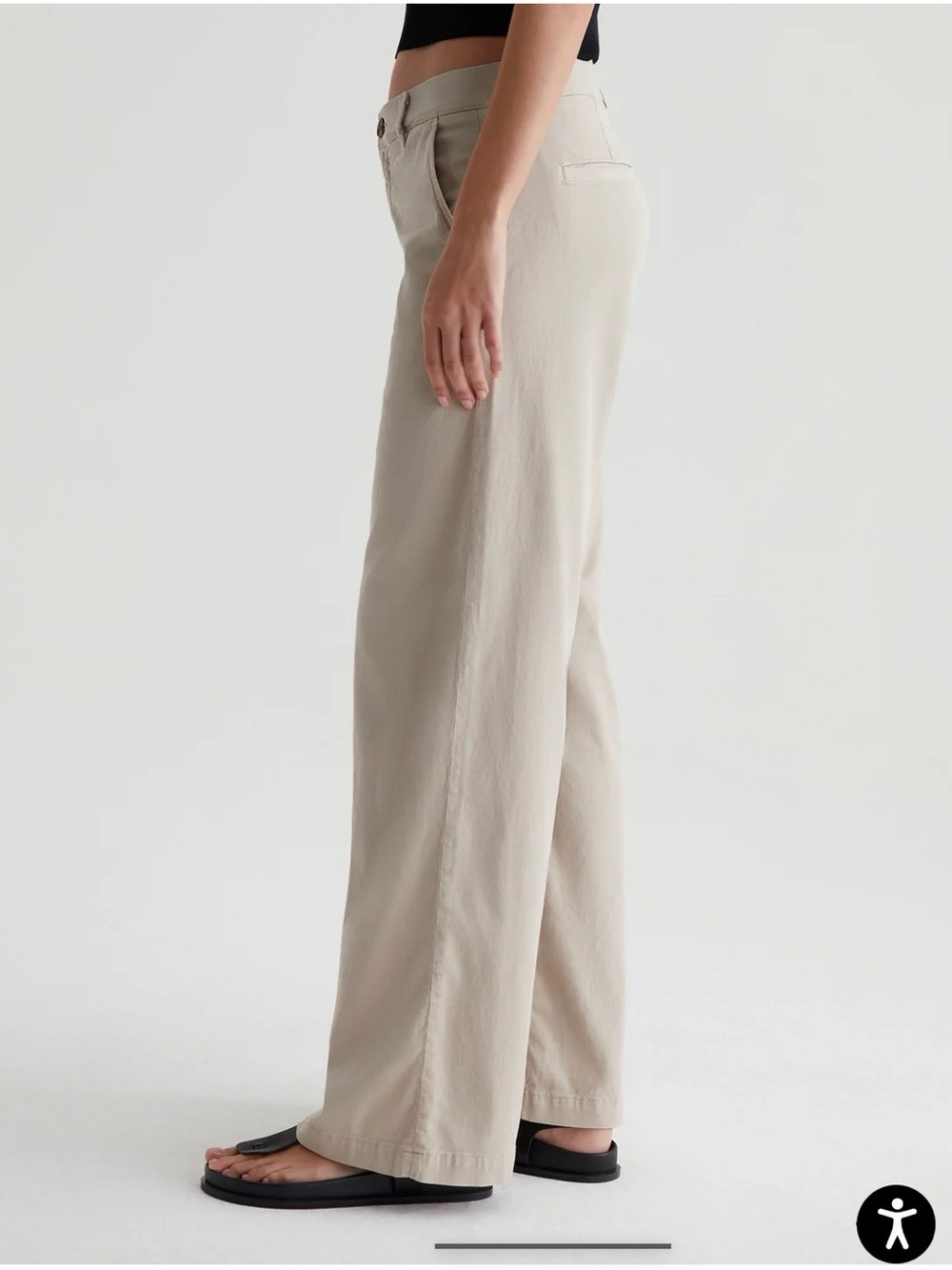 AG Adriano Goldschmied Wide Leg Trousers in Light Beige